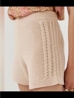 Spell linen & cotton Knit Cable knit  Cream Women's bloomer Shorts